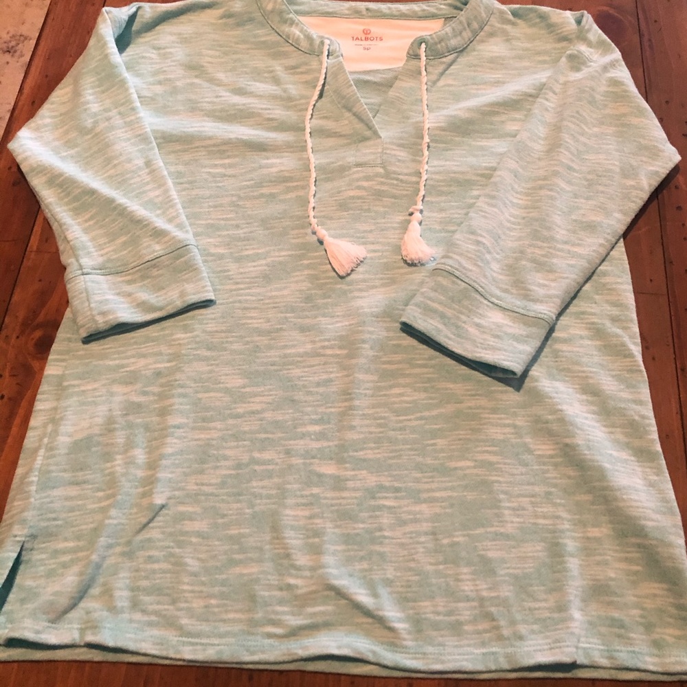 Talbots Split V Neck Terry Lined Pullover In Turq… - image 4
